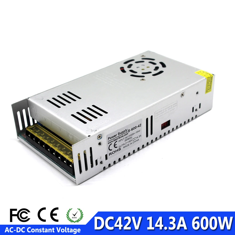 DC 42V 14.3A 600W импульсный источник питания светодиодный трансформатор драйвера 110V 220V