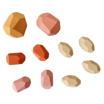 

2020 New Drop Shop. Children Wooden Colored Stone Building Block Stacking Game Educational Learning