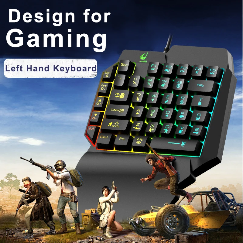  Left Hand Keyboard Single Hand Keyboard Mechanical Feel Game Keyboard for Mobile Tablet Laptop PUBG