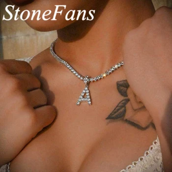 

Stonefans Pendant Initials Necklace Silver Color for Men Wholesale Bling Rhinestone Letter Necklace Choker Chain in Bulk Women