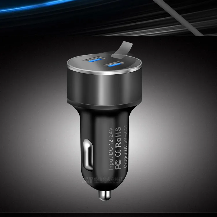 Автомобильное двойное USB зарядное устройство цифровой светодиодный дисплей 3.4A алюминиевый сплав для IPhone X 8 7 Xiaomi samsung Быстрая зарядка ЖК Автомобильное зарядное устройство