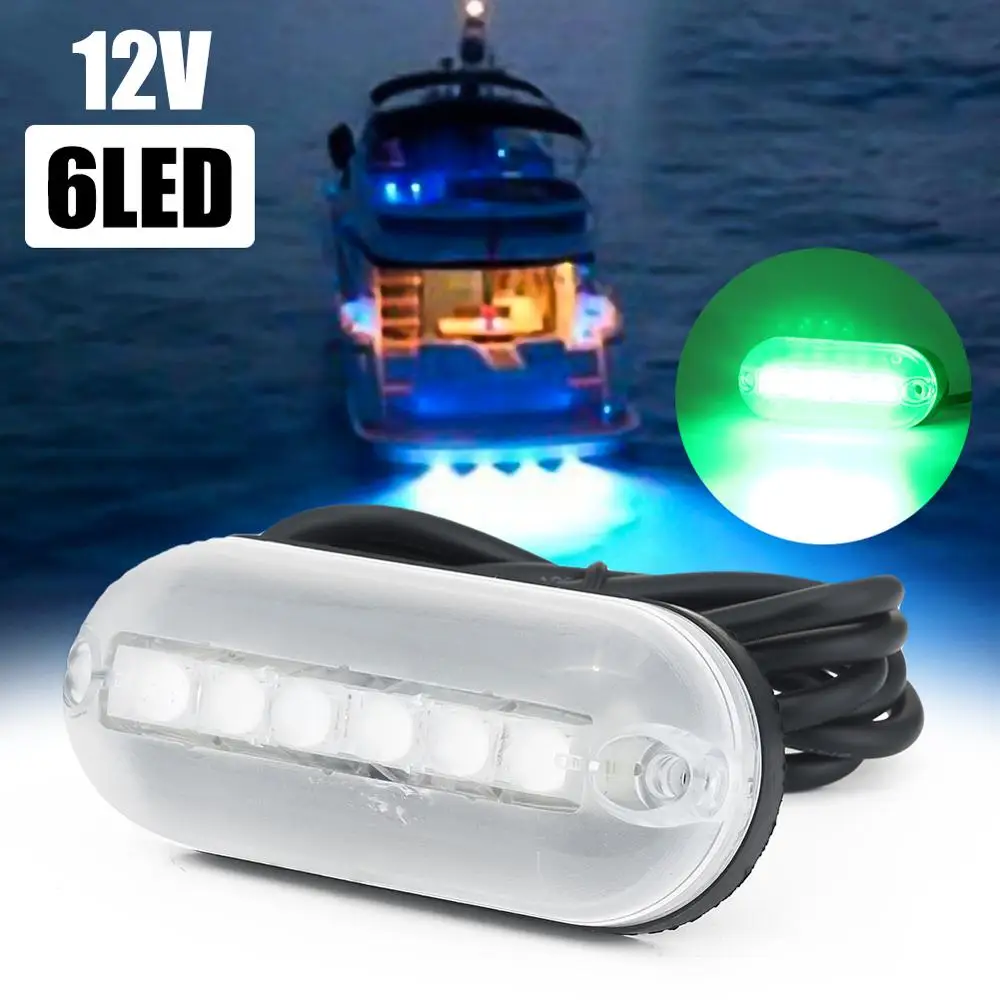 

6 LED Underwater Fishing Light 12V Boat Night Light Water Landscape Lighting for Marine Boat