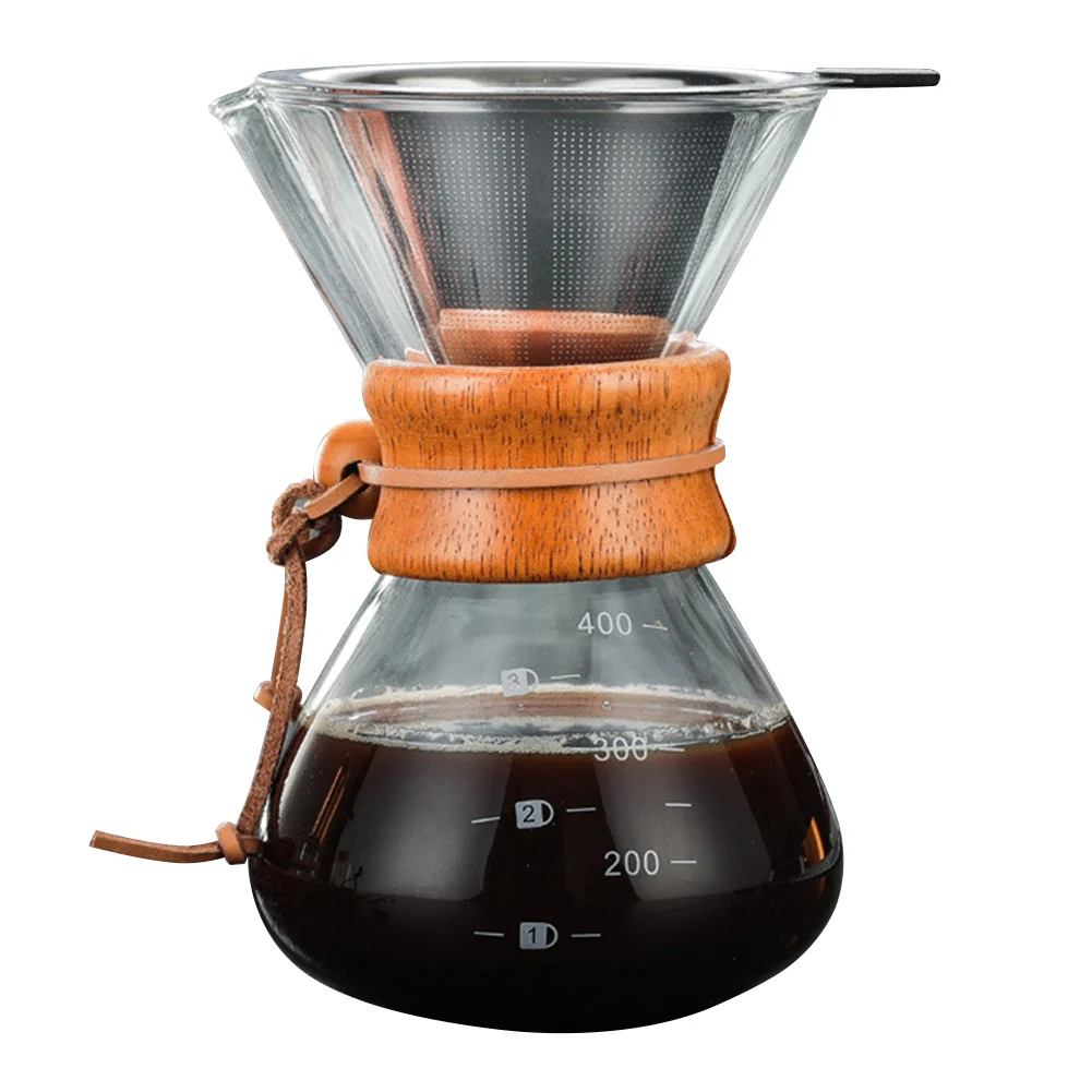 Налейте более кофеварка с боросиликатным стеклом ручной кофейник с воронкой пивоварня DNJ998 - Цвет: 400ml With Filter