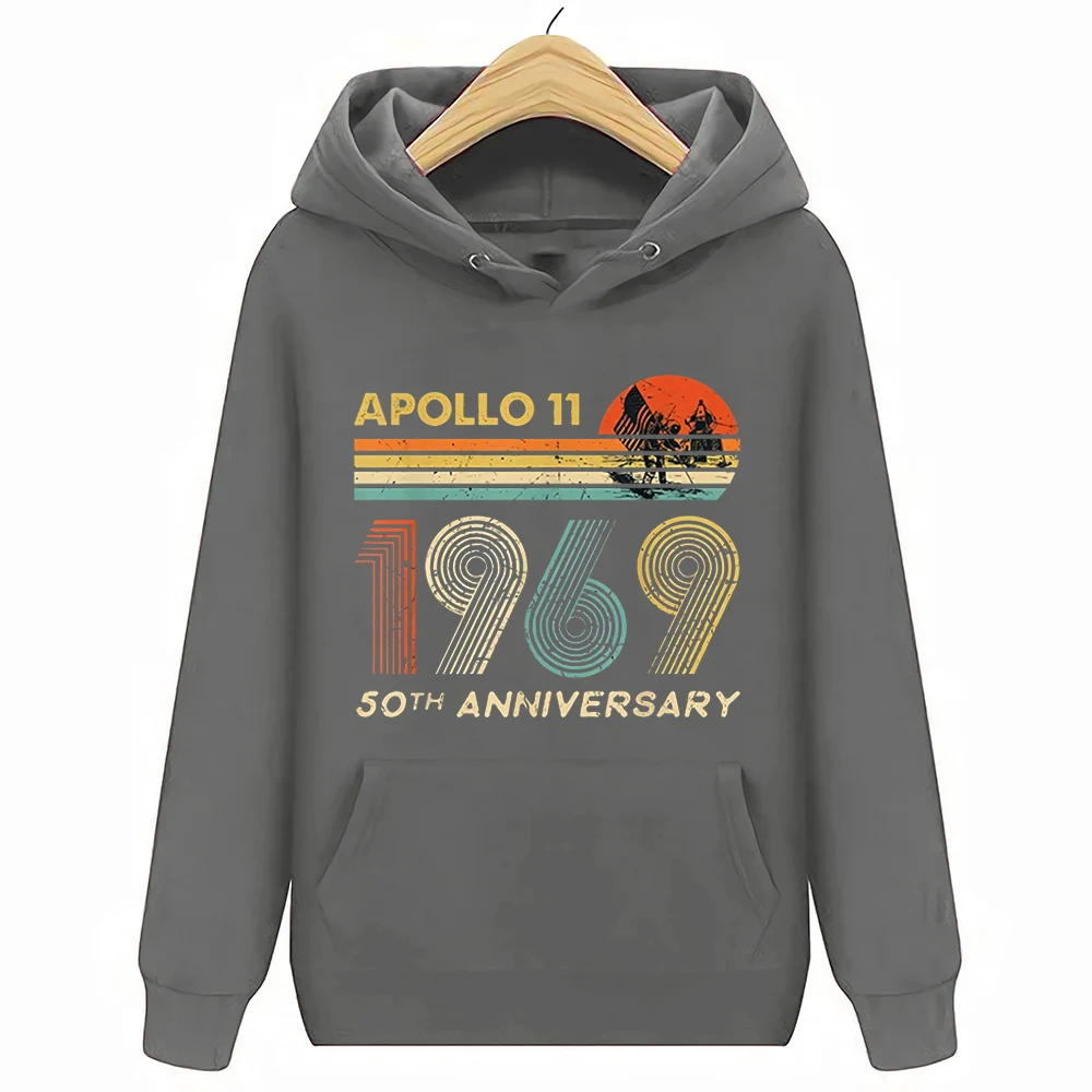 Темно-серый Apollo 11 50th anniversary Moon Landing 1969- винтажные ретро мужские толстовки - Цвет: Темно-серый