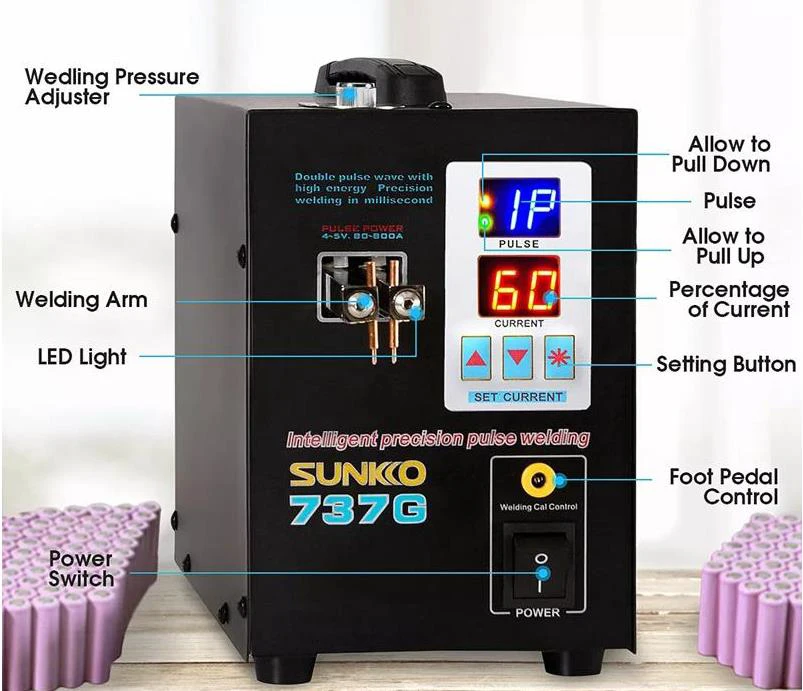 Горячая Распродажа SUNKKO 737G точечный сварочный аппарат 18650 кВт светодиодный двойной цифровой дисплей двойной Импульсный сварочный аппарат для батареи