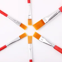 Детская Студенческая акварель гуашь ручка для рисования нейлоновые волосы с красной деревянной рукояткой набор кистей для рисования художественные принадлежности 6 шт./компл
