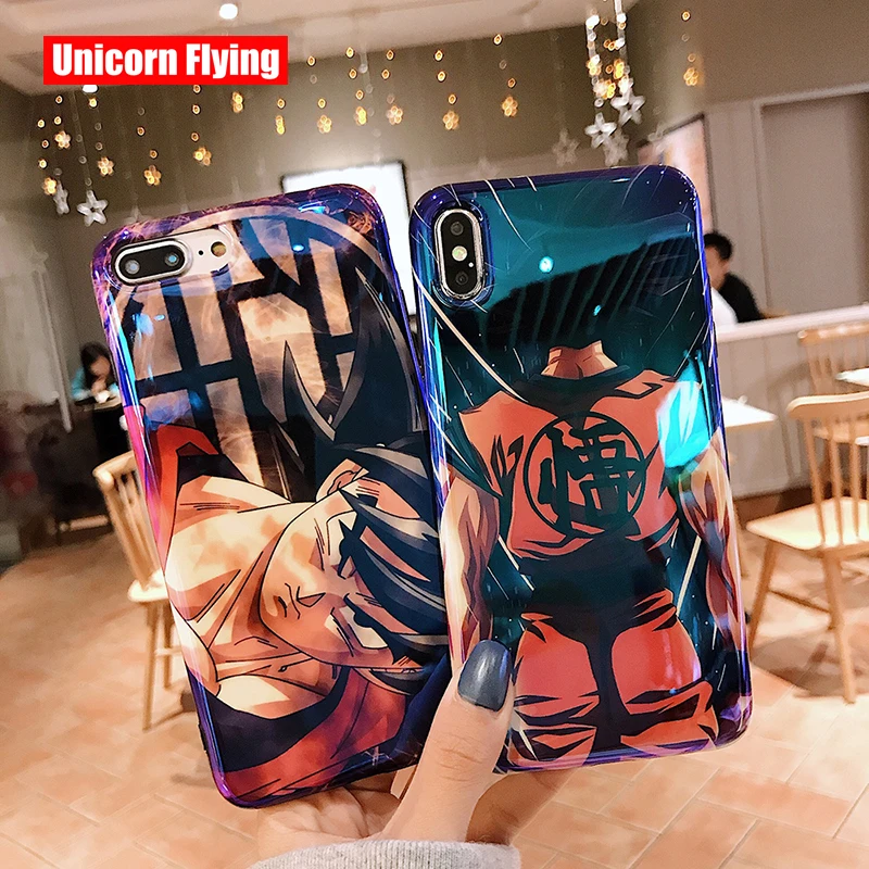 

LinXiang Japan Anime Blue Ray Dragon Ball Z Kakarotto Son Goku Soft Phone Case Back Cover For iphone 6 6s 7 8 Plus X XS Max XR