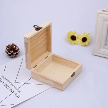 

50pcs/lot 12x12x5cm Wood Box Unfinished Pine Storage Vintage Gift Box Decoupage Purse Craft Factory wholesale