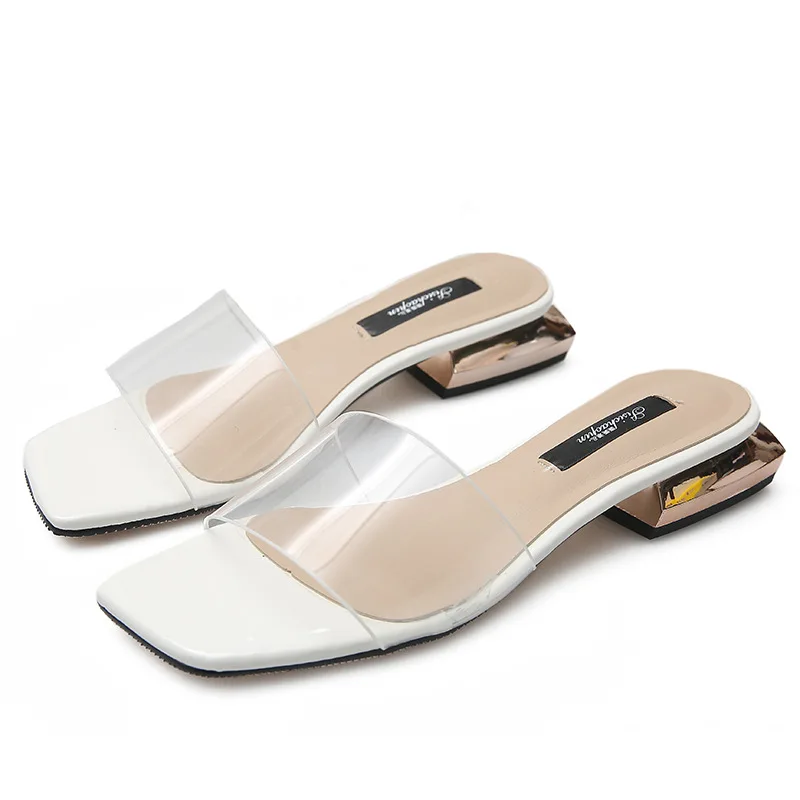 2019 Летняя женская обувь из микрофибры прозрачные женские шлепанцы с открытым