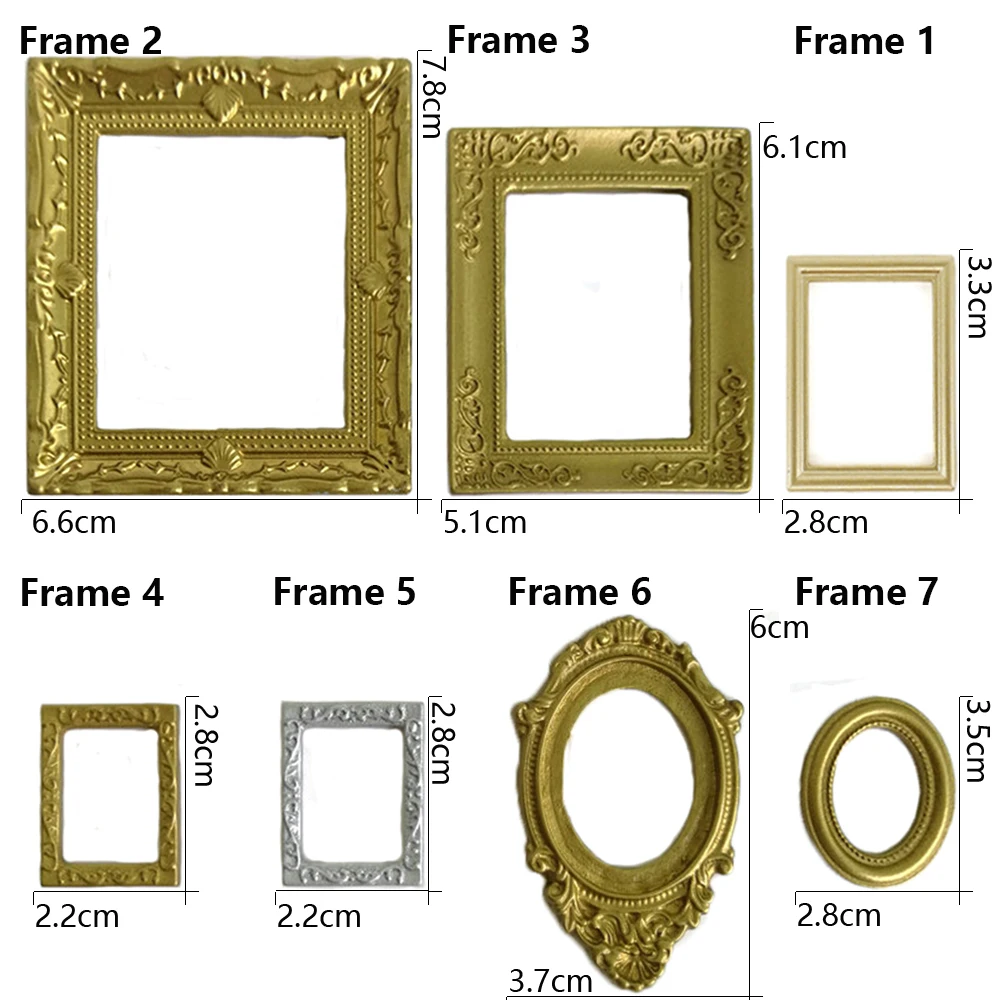 1:12 Scale Photo Frames Retro Mirror For Dollhouse Decor Diy Vintage  Ornament Furniture European Style Doll House Accessories - Doll Houses -  AliExpress