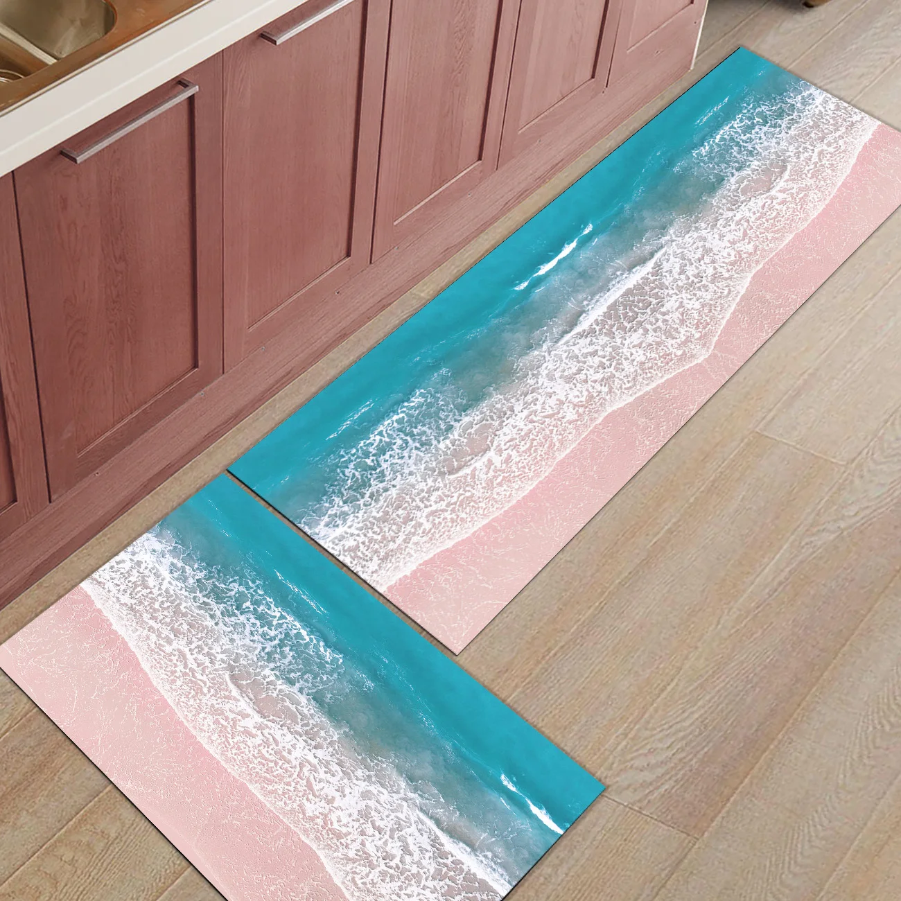 Красивый пляжный коврик из 2 предметов для кухонных дверных ковриков для входного пути грязевой мусор брызговик скребок для обуви Ванна для душа