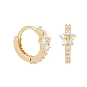 

LOZRUNVE Unique Fashion Body Jewelry Pave CZ Flower Huggie Earring Silver 925 2020