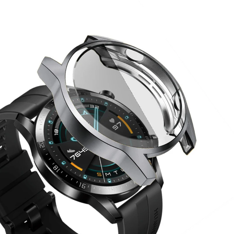 Серый Мягкий чехол для часов из ТПУ для huawei watch GT 2, покрытие, чехол, противоударный, против царапин, часы GT 46 мм, аксессуары - Цвет: Серый