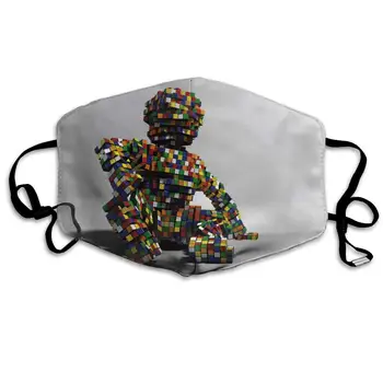 

Mouth Mask For Daily Dress Up, Rubiks Cube Anti-dust Mouth-Muffle, Washable Reusable Holiday Half Face Masks For Mens And Womens