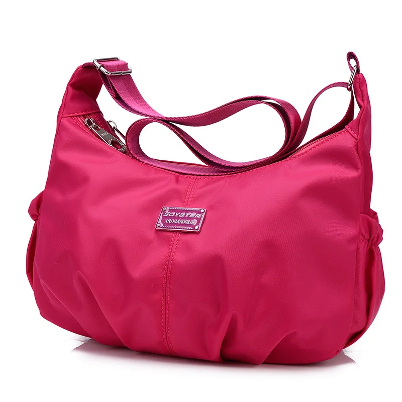 Нейлоновая Повседневная Водонепроницаемая женская сумка на плечо с клецками, новая однотонная вместительная модная сумка-мессенджер