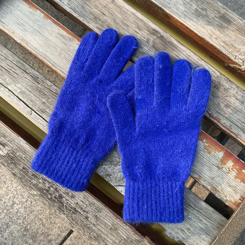 Женские зимние перчатки, милые плюшевые теплые перчатки для верховой езды, женские перчатки, женские зимние перчатки, зимние перчатки для женщин - Цвет: Синий
