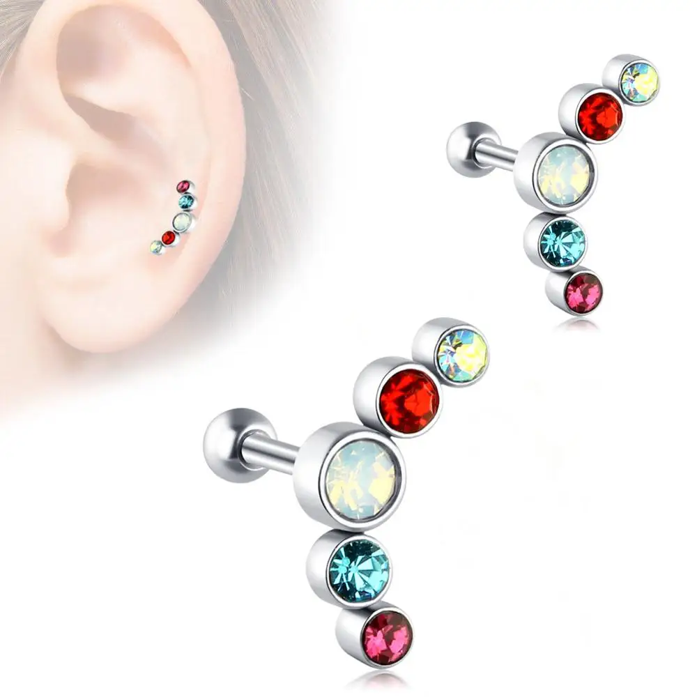 

Оптовые продажи ушной хрящ Хеликс Tragus серьги-гвоздики для ушей из нержавеющей стали пирсинг Кристалл ювелирные изделия для тела подарки для женщин