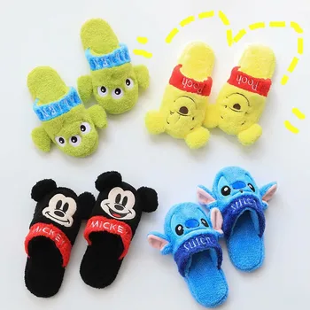 

Stitch Mickey Bear Winter Indoor Slippers Collection Dolls Toys Stuffed Doll Shoes Gift For Children Love Pet #3244