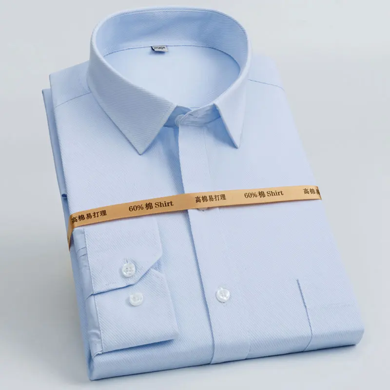 Деловая мужская деловая рубашка с длинным рукавом, 60% хлопок, простая в уходе, для офиса, для работы, вечерние, модные, высокое качество, мужская рубашка - Цвет: 6500-5