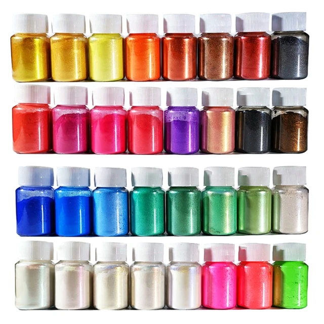 32 Colors Cosmetic Grade Pearlescent Natural Mica Mineral Powder Epoxy  Resin Dye Pearl Pigment Glitter Material