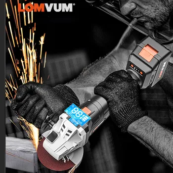 

LOMVUM 21V Angle Grinder Brushless Cutting Cordless Lithium Battery Digital Wireless Electric Angle Grinder Grinding Power Tool