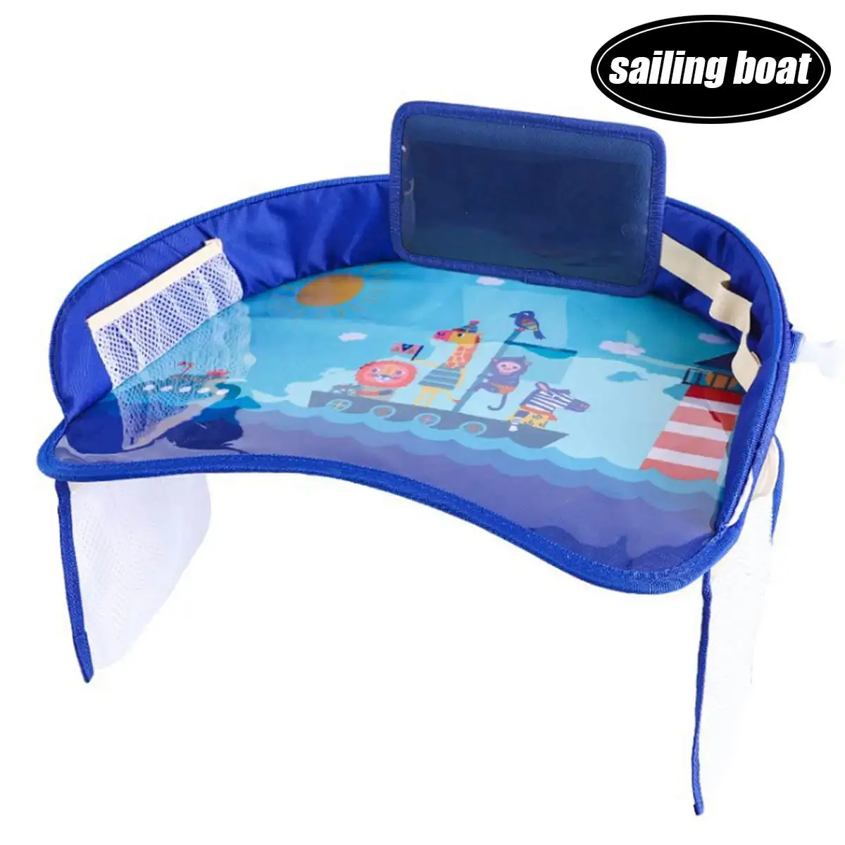 Baby Car Tray Plates Portable Waterproof Eating Table Desk Multi-functionfor Kids Safety Seat Children Toys Storage Holder Gift - Цвет: sailing boat