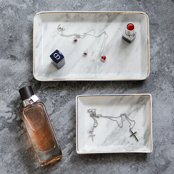 

Creative Nordic style new bone porcelain marble plate dessert plate tide European Phnom Penh jewelry storage plate