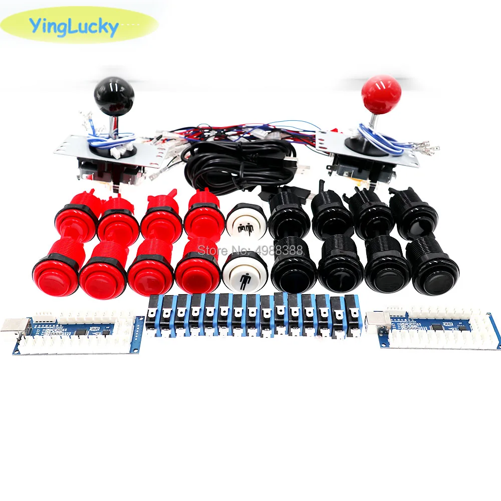 Joystick Kit Ritardo Zero Joystick Arcade Fai Da Te Push Kit 4/8 Joystick Happ Pulsante + Encoder Controller Per Mame Per Raspberry Pi 3