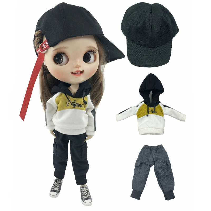 Одежда для куклы Blyth толстовка с длинным рукавом и брюки/шапка BLyth OB24 Azone Licca Pullip 1/6