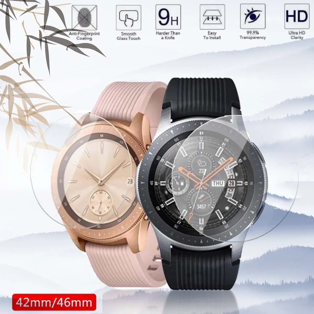 

2pcs Tempered Glass Screen Protector for Samsung Galaxy Watch 46mm 42mm Protective Screen Film Anti Explosion Guard Watch Band