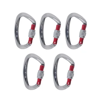

5pcs 25KN Rock Climbing Mountaineering Carabiners Screw Gate Locking Snap Buckle Multipurpose Tool Outdoor Sport Equipment