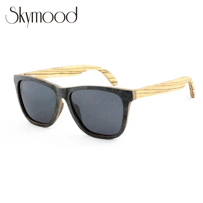 

Dropshipping Vintage Retro Fashion Best Polarized Designer Men Square Frame Zebra Wooden Temple Stone Sunglasses