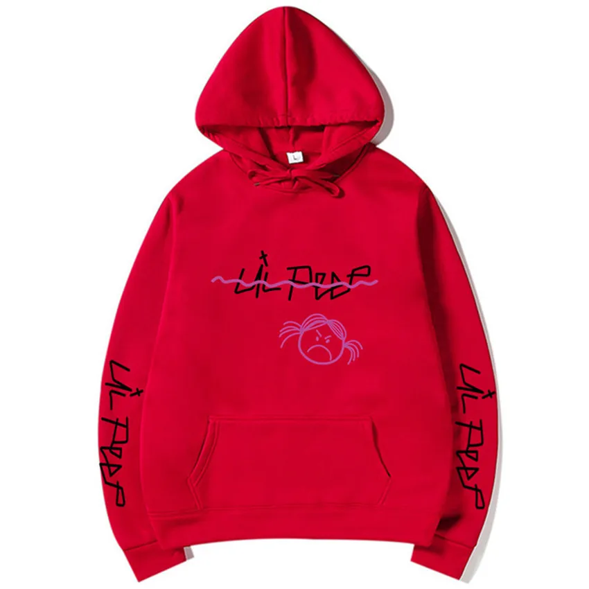 Lil Peep Hoodies Love lil.peep men Sweatshirts Hooded Pullover sweatershirts male/Women sudaderas cry baby Men Hoodie Streetwear - Цвет: Red h