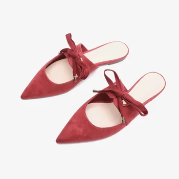 

2020 Women Sandals Simple Versatile Butterfly -knot Shoes with Decorative Pointed Flat-bottomed Shoes Cover Heel Jelly Shoes