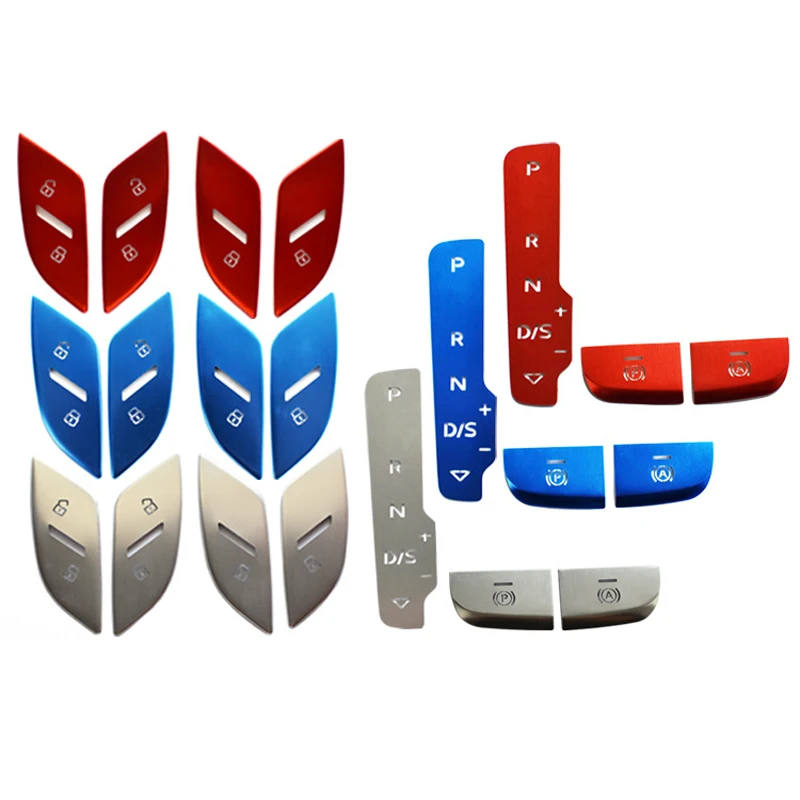 

Electronic Handbrake or Gearshift Button or Door Unlock Button Protective Cover Car Interior Decoration Sticker for Audi A3
