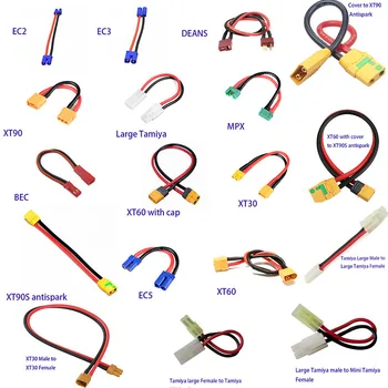H617a04f9416e48de9a005d11deff1a5e1.jpg XT30 XT60 XT90 XT90S EC2 EC3 EC5 Tamiya MPX Deans JST câble d'extension mâle à femelle fil 14awg 10/15 cm pour chargeur de batterie RC