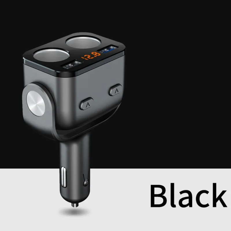QC3.0+ 2.4a двойной USB автомобильный прикуриватель разветвитель розетка адаптер СВЕТОДИОДНЫЙ монитор напряжения Автомобильная электроника Аксессуары - Название цвета: Черный