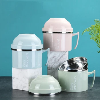 

304 Stainless Steel Lunch Box Noodle Bowl Cup Plate Set Food 2020 New Hot Student Portable Instant Fast Dormitory