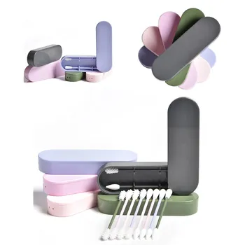 

2Pcs High Quality Reusable Silicone Cotton Swab With Case Ear Eye Cleaning Washable Makeup Swabs Soft Flexible Make Up Tools