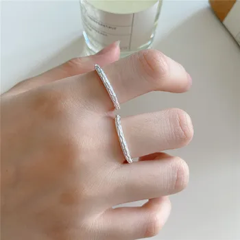

RUIYI Real 925 Sterling Silver Women Simplicity Special-shaped Dysmorphism Rings Girls Classic US #6 #7 #8 Uneven Niche Rings