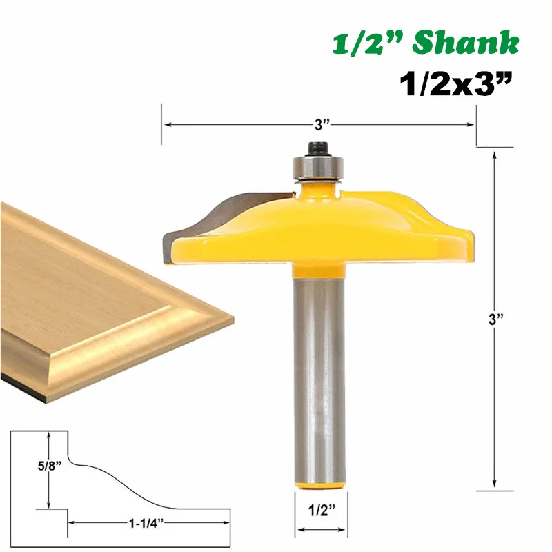 

12MM 1/2" Shank Milling Cutter Woodwork Large Carbide Raised Panel Router Bit Ogee Wood Door Router CNC Milling Tool MC03148
