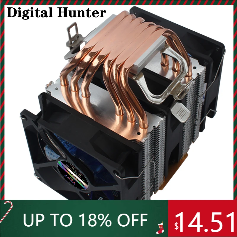 

Pure copper Heat Pipes CPU Cooler 4 Pin PWM RGB PC quiet Intel LGA 2011 775 1200 1150 1151 1155 AMD AM3 AM4 90mm CPU Cooling Fan