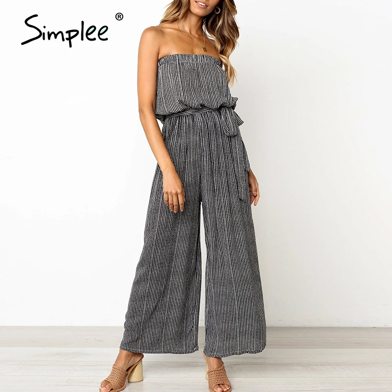 Simplee Off shoulder sexy jumpsuit women elegant Sashes jumpsuit long rompers Summer solid leopard print overalls playsuit 2019 Simplee Off shoulder sexy jumpsuit women elegant Sashes jumpsuit long rompers Summer solid leopard print overalls playsuit 2019