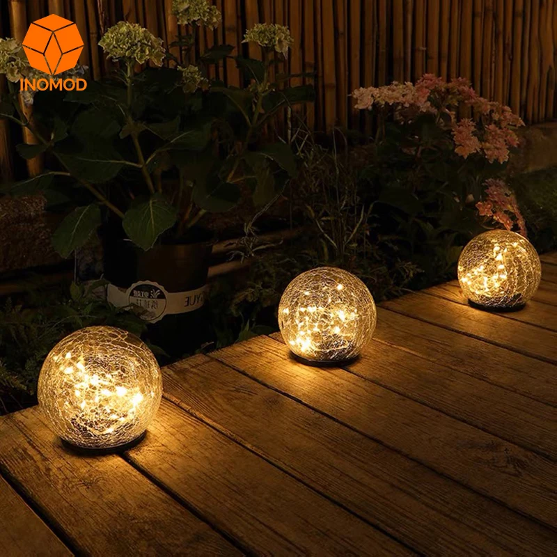 Solar Outdoor Courtyard Lamp LED Home Villa Garden Festival Decoration Led Buried Lamp Waterproof Ice Cracked Glass Ball Lawn