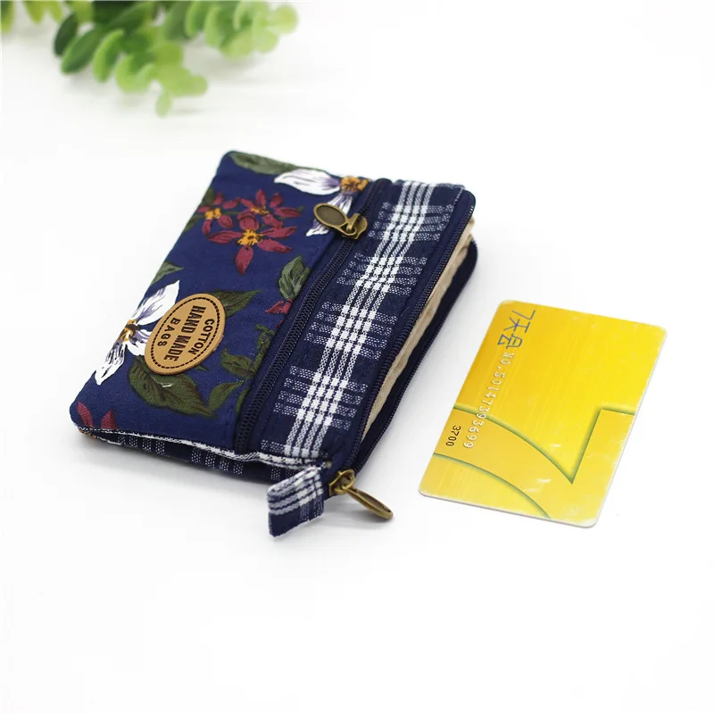 Coin Purse Fashion Flower Multi-layer Cotton Fabric Coin Purse Women Card Wallet