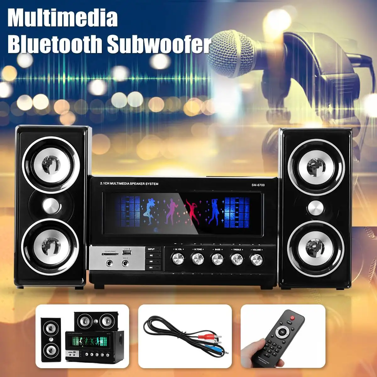 

Multimedia bluetooth Subwoofer Bass Speakers Music Center System Music Player bluetooth Karaoke Speakers Support FM Radio TF Mp3