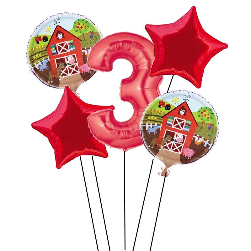 5 шт. надувные шары на тему фермы, размер 32 дюйма, шар с цифрами, 1 день рождения, Декор, игрушки для детей, вечерние товары для фермы
