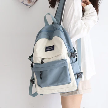 

Simple Fashion Women Backpack Teenagers Contrast Color All-match College Bag Girls Sweet Fresh Style Cloth Bags Mochila DF630