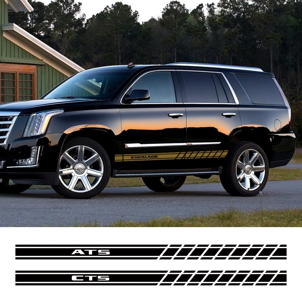 2 шт. автомобильный боковой двери юбка в полоску наклейки на авто виниловые для