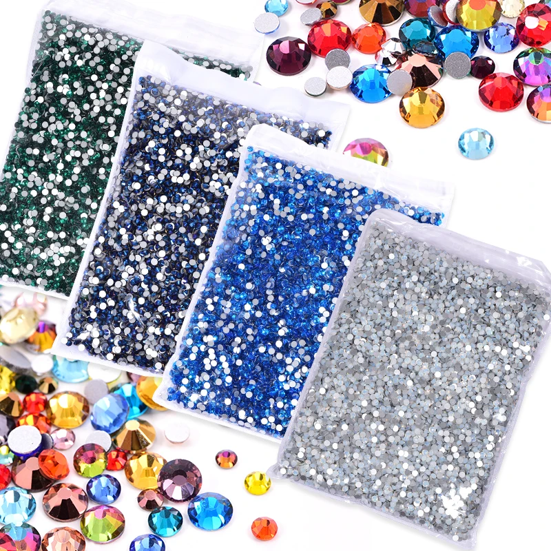 

YL Wholesale SS3-SS40 14400 PCS/Big Bag non-hot fix Flat Back Strass sewing and apparel fabric rhinestone manicure high quality